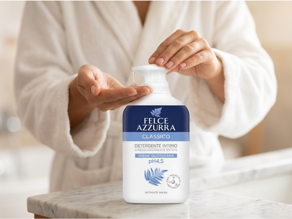 Použití intimního gelu Felce Azzurra Intimo Classico