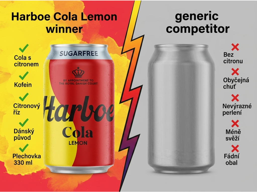 Srovnání Harboe Cola Lemon s běžnou colou