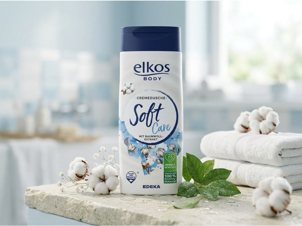 Elkos Soft Care sprchový krém v jemném koupelnovém prostředí