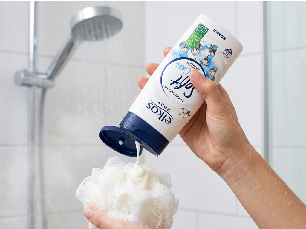Elkos Soft Care sprchový krém při použití ve sprše