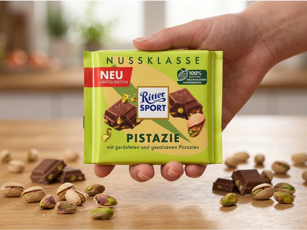 Ritter Sport Pistazie v ruce