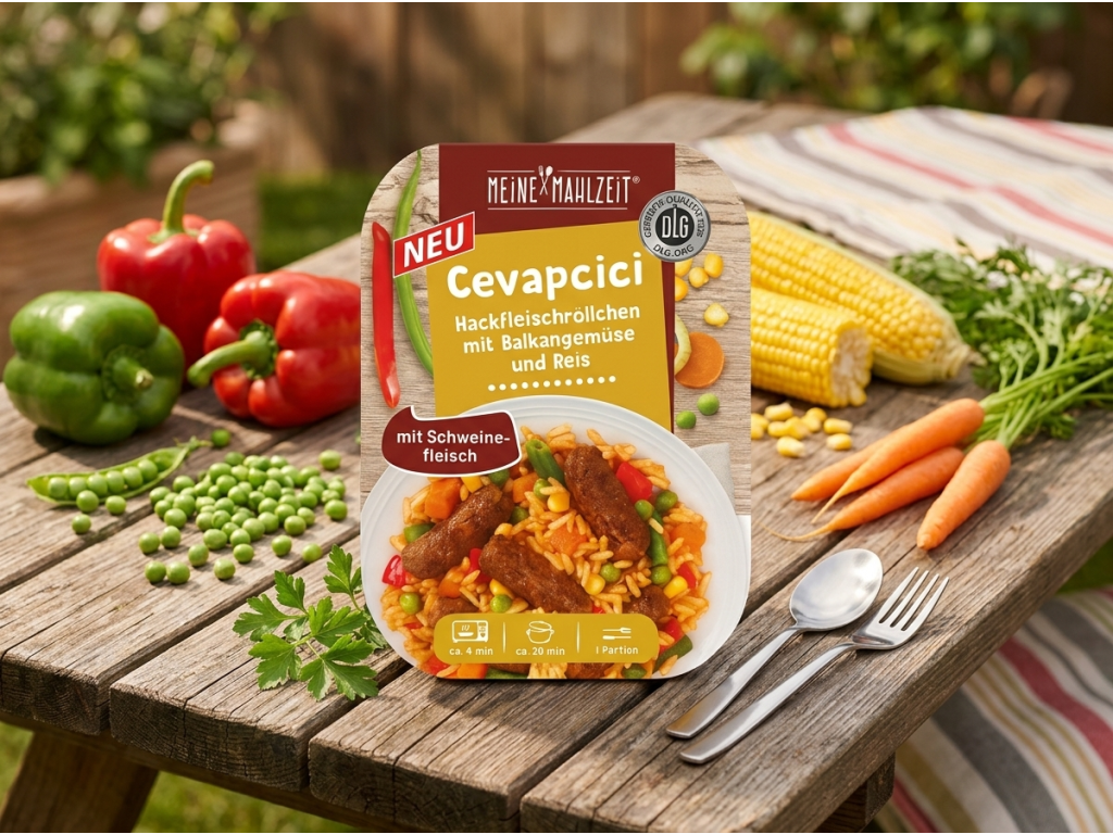 Meine Mahlzeit Čevapčiči s balkánskou zeleninou a rýží 300 g - jídlo v přirozeném prostředí