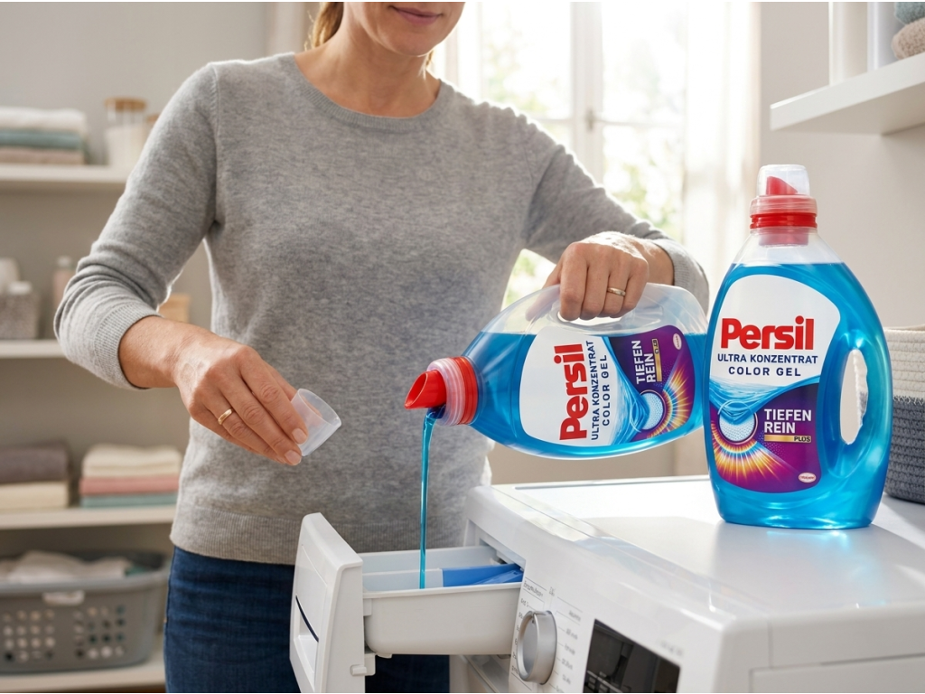 Persil XXL Color prací gel při použití v prádelně