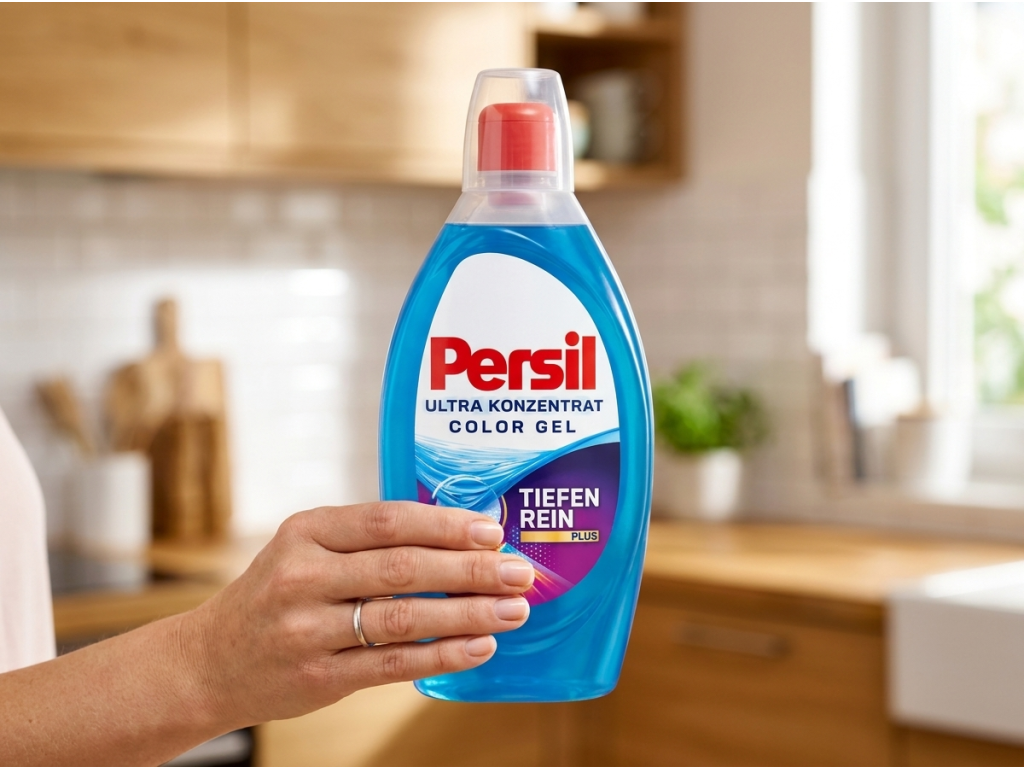Persil XXL Color prací gel držený v ruce