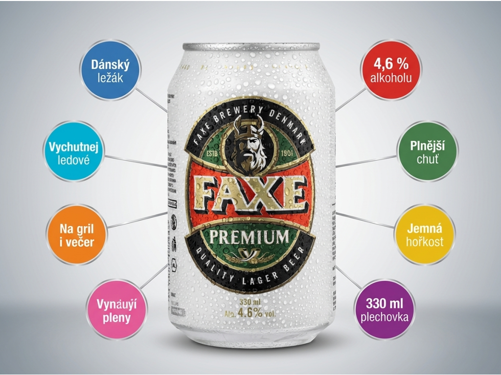 Faxe premium světlé pivo 4,6% 0,33 l - hlavní benefity