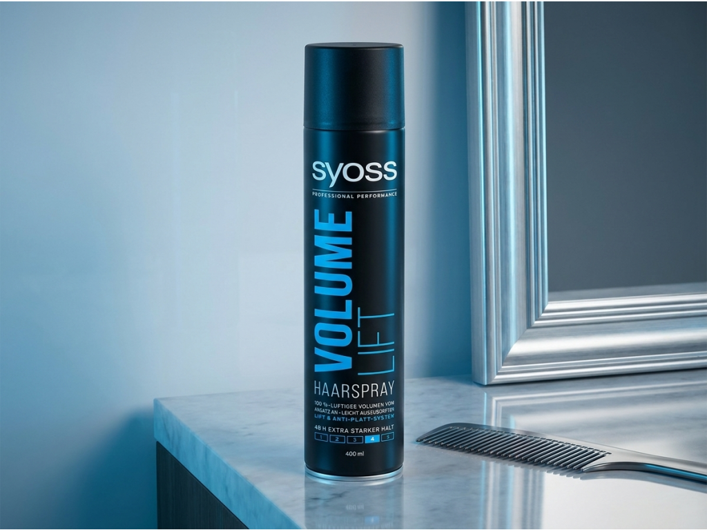 Syoss Volume Lift lak na vlasy v koupelně
