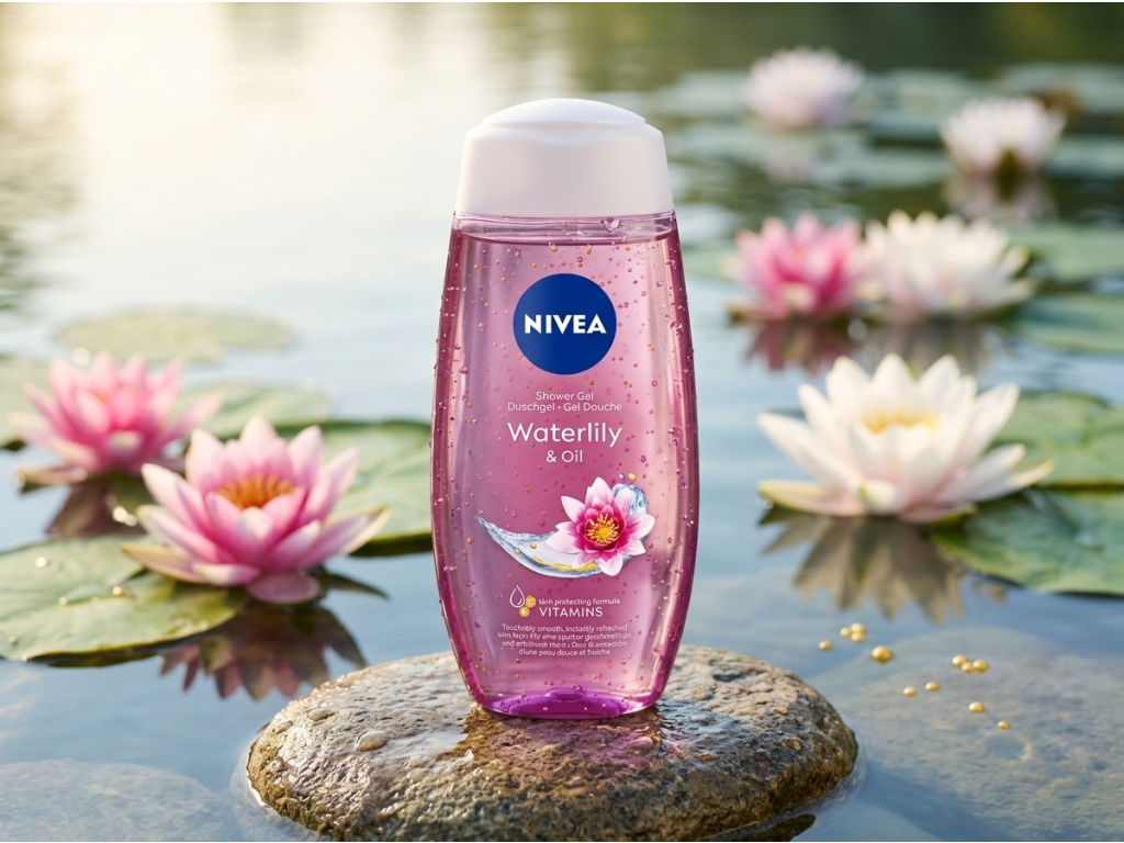 Nivea Waterlily & Oil sprchový gel v přírodním prostředí