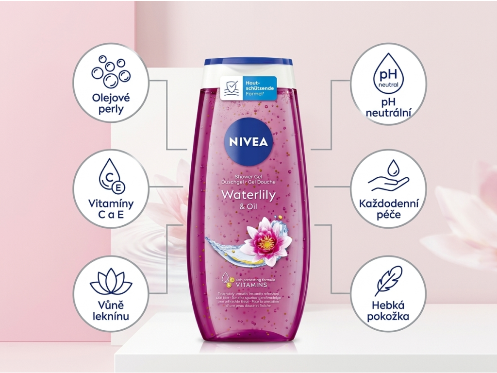 Nivea Waterlily & Oil sprchový gel - přehled benefitů