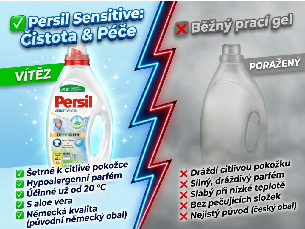 Persil Sensitive vs běžný prací gel