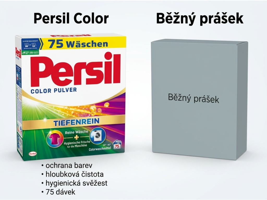 Srovnání Persil Color prací prášek s běžným pracím prostředkem