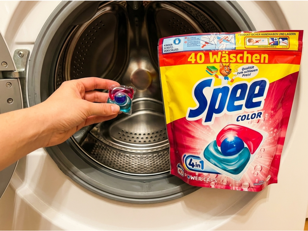 Použití kapsle Spee Power Caps Color v pračce
