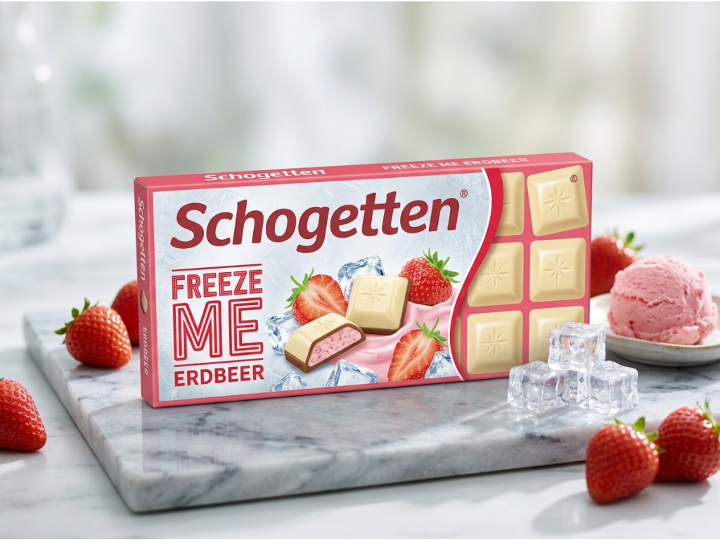 Schogetten Freeze Me bílá čokoláda s jahodami 100 g - letní inspirace