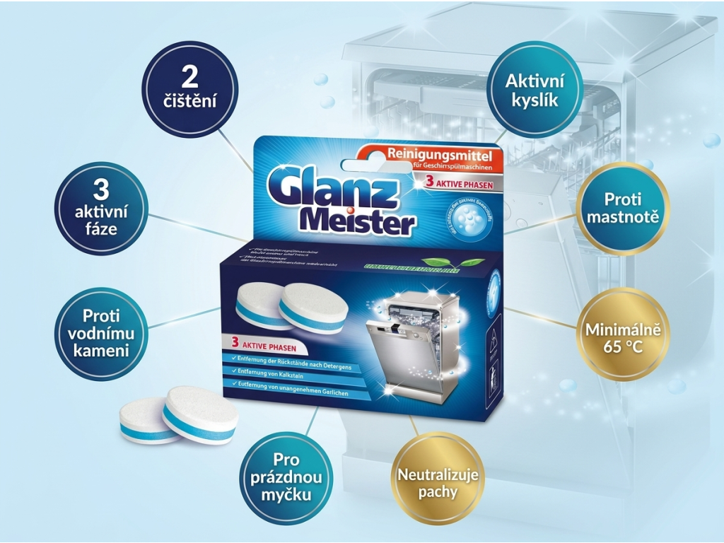 Glanz Meister čisticí tablety do myčky - přehled hlavních vlastností