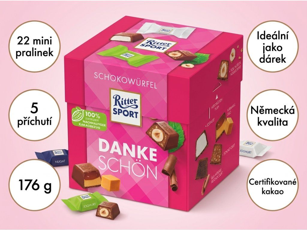 Ritter Sport Danke Schön 176 g - hlavní výhody
