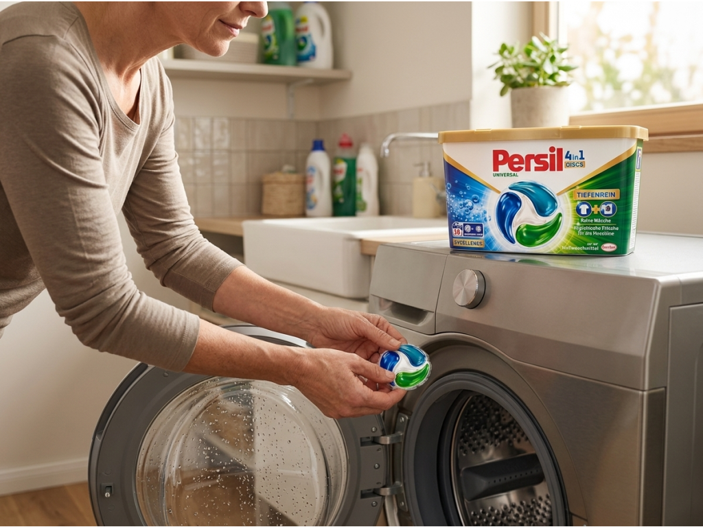 Vkládání Persil DISC 4in1 kapsle do pračky
