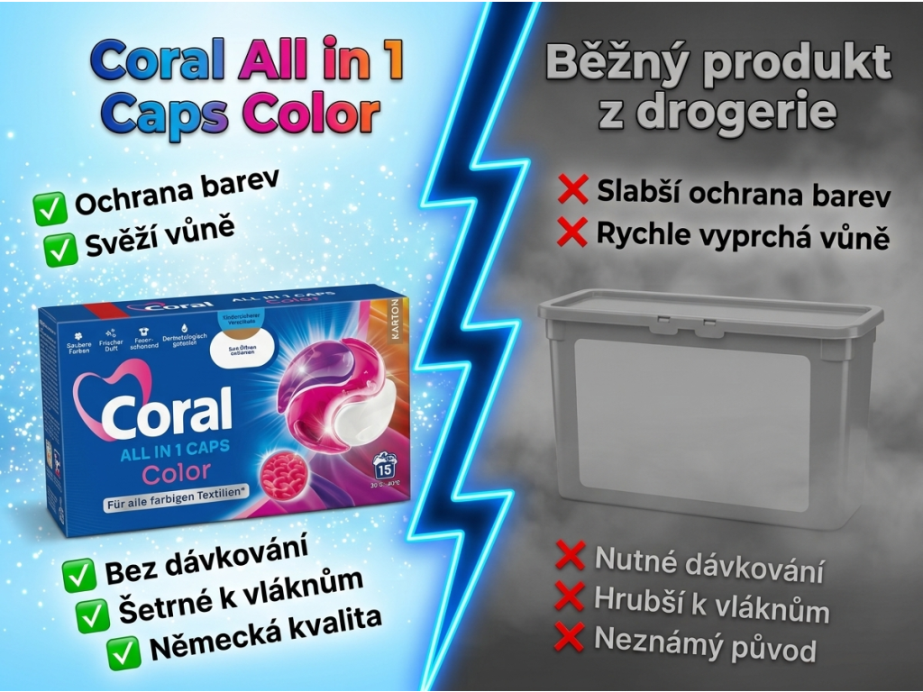 Coral All in 1 Caps Color srovnání s běžnou drogerií