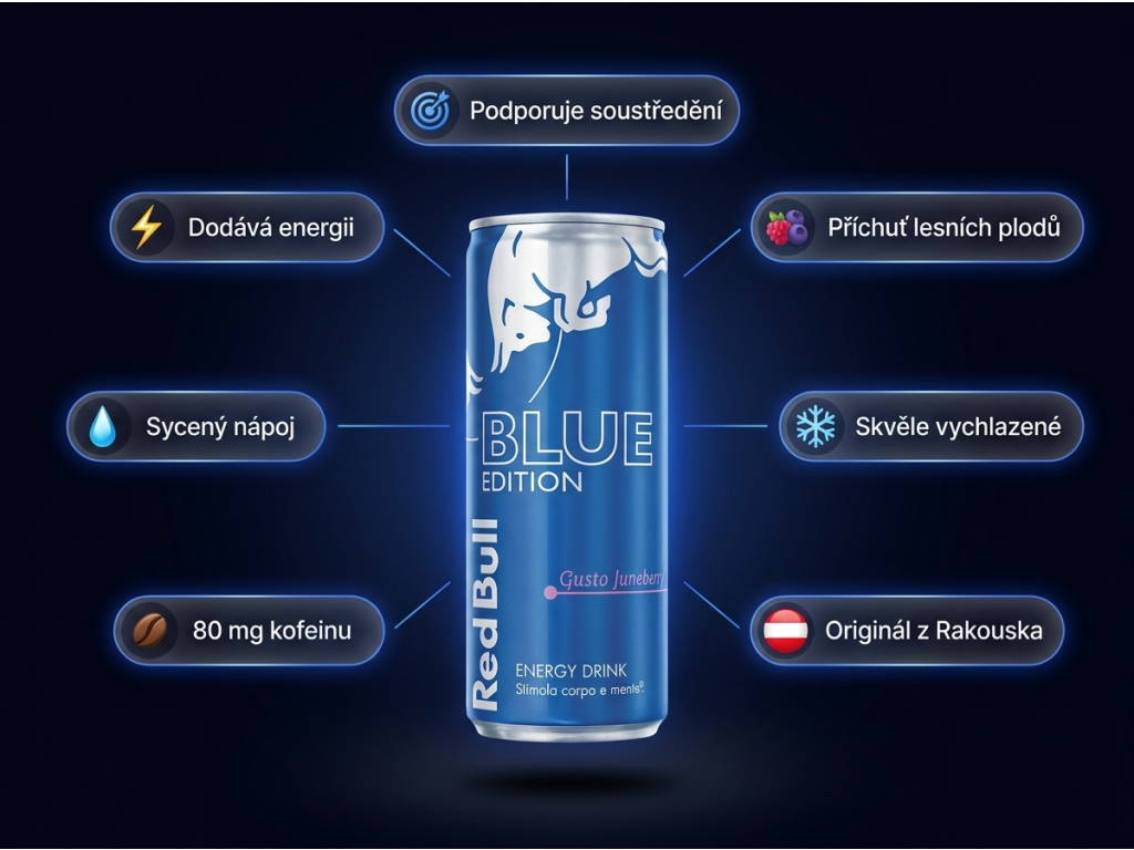 Red Bull Blue Edition Gusto Juneberry - infografika výhod