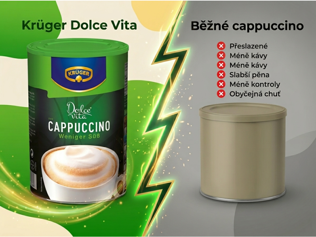 Srovnání Krüger Dolce Vita Cappuccino méně sladké