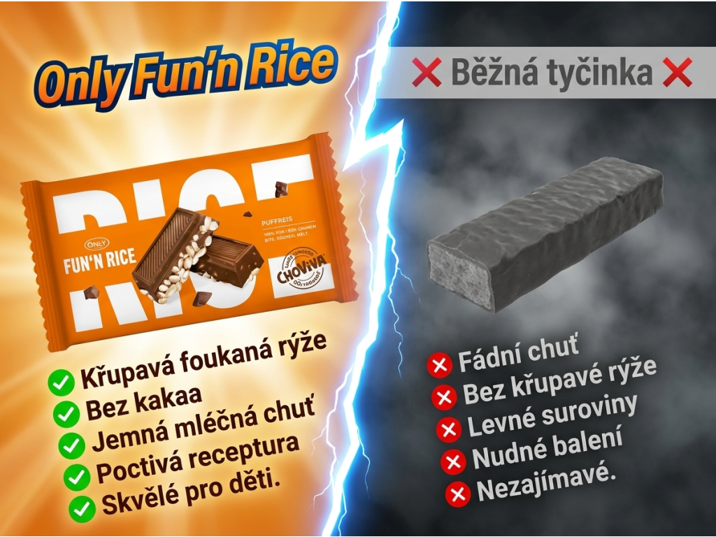 Srovnání Only Fun'n Rice s běžnou tyčinkou