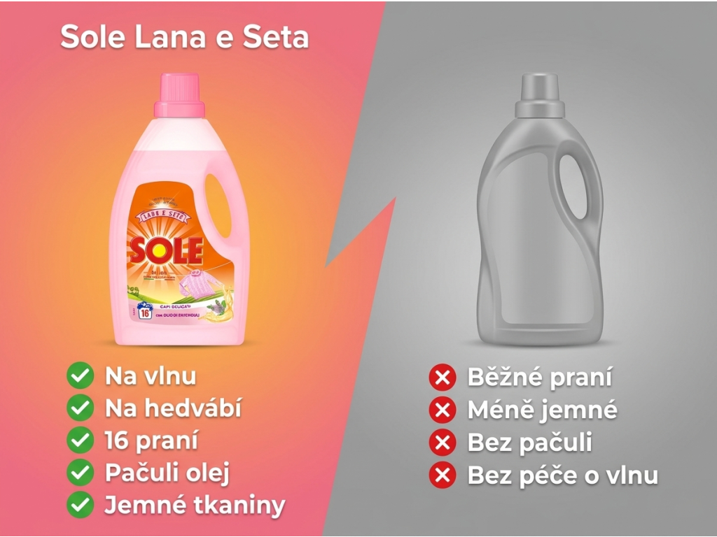 Srovnání pracího gelu Sole Lana e Seta