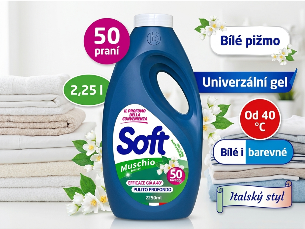 Soft Muschio Bianco - výhody pracího gelu