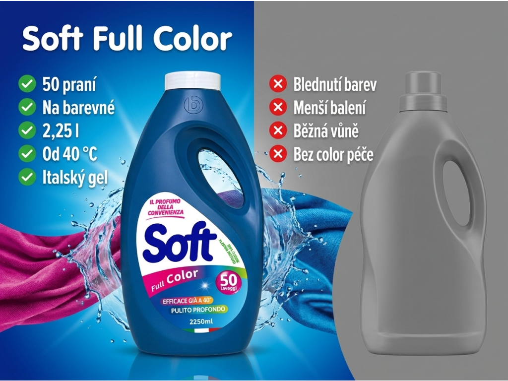 Srovnání pracího gelu Soft Full Color