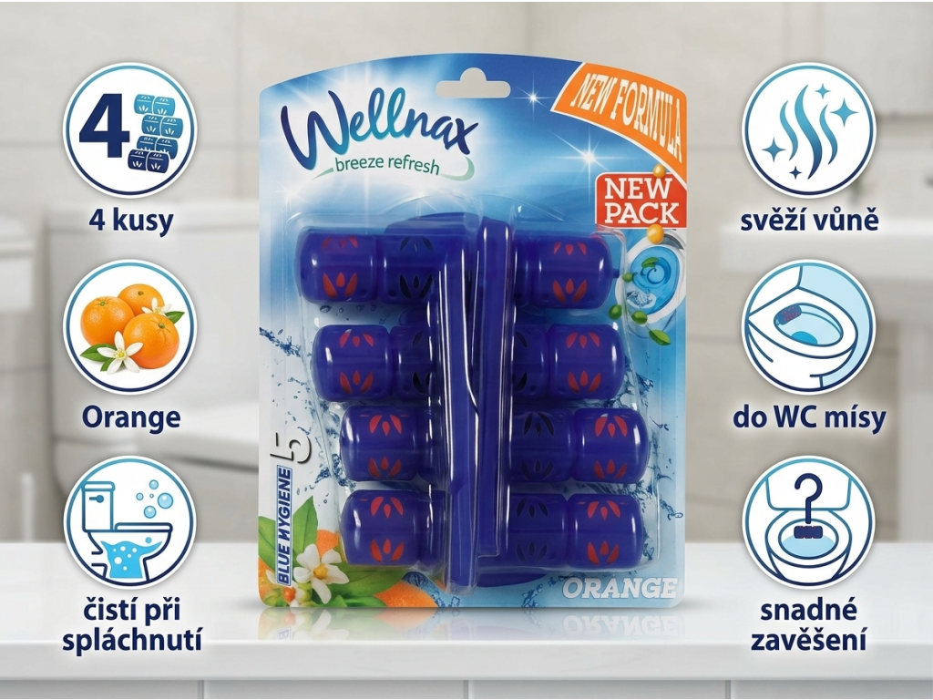 Wellnax Orange WC závěsky - infografika