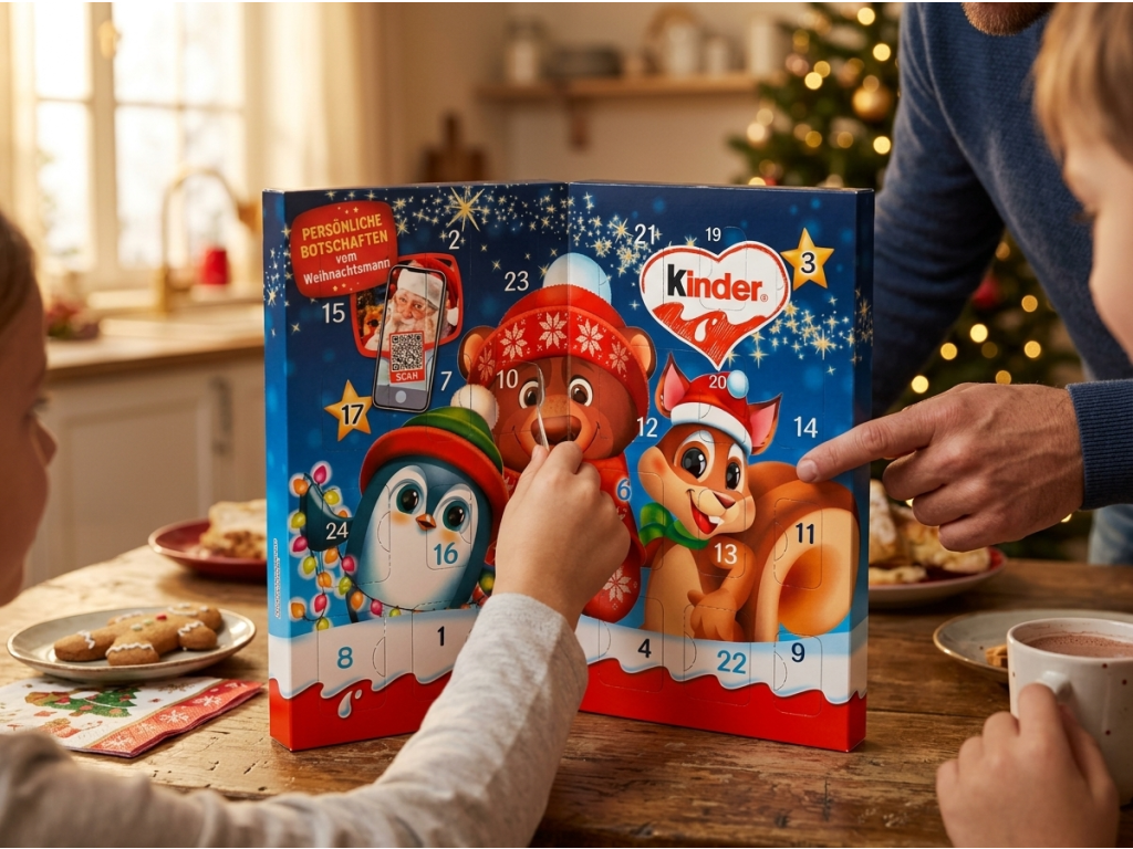 Rodinné otevírání Kinder stolního adventního kalendáře