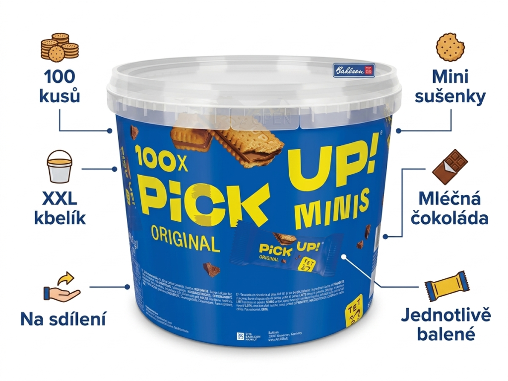 PiCK UP! Minis Original XXL kyblík - přehled výhod