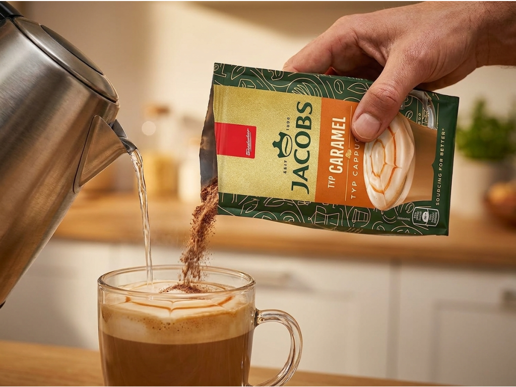 Jacobs Cappuccino Caramel při přípravě