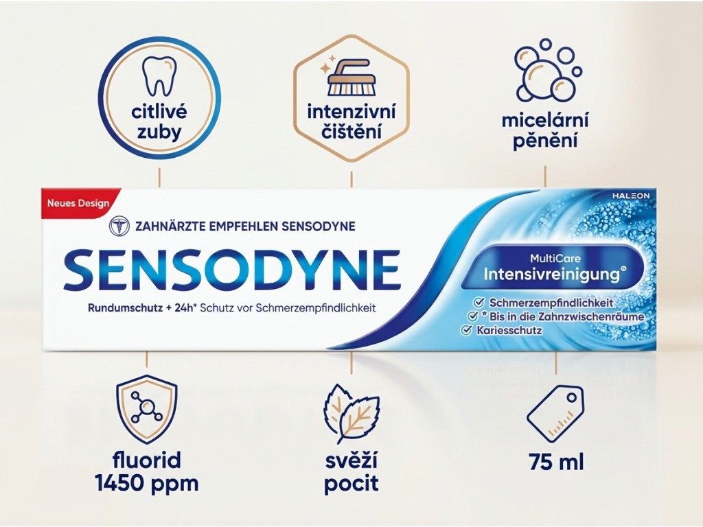 Sensodyne MultiCare intenzivní čištění - přehled výhod