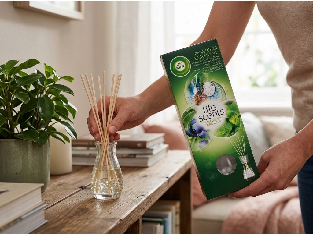 Air Wick Life Scents Tropický deštný les - difuzér v interakci