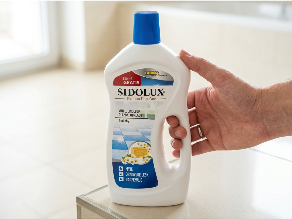 Sidolux čistič na vinyl linoleum dlažbu obklady 750 ml v ruce