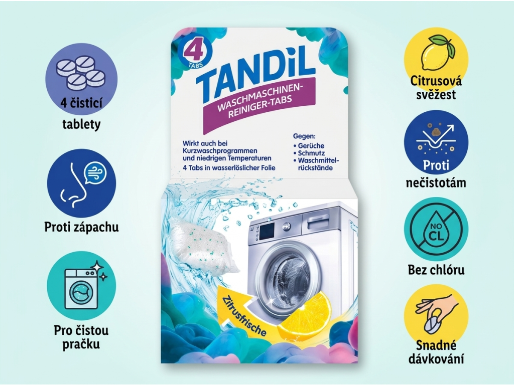Tandil čisticí tablety do pračky - hlavní výhody