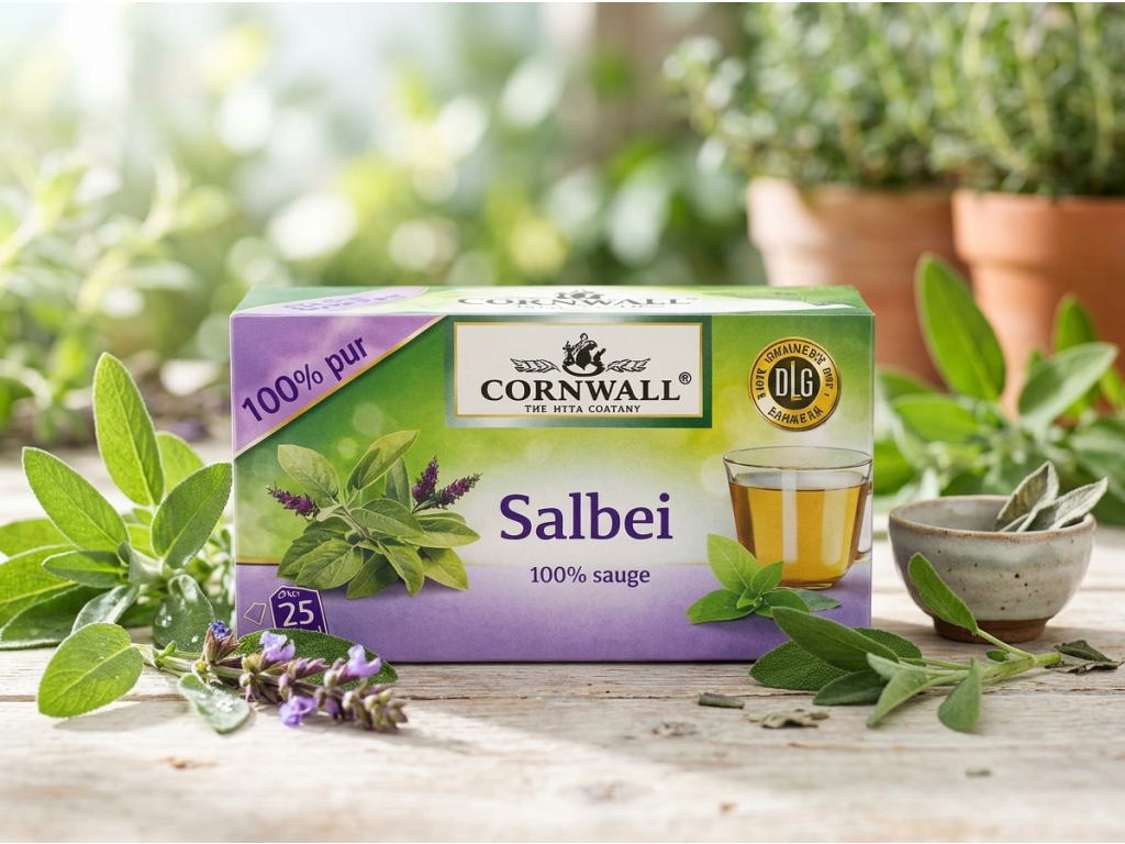 Cornwall bylinný čaj se šalvějí 100% 25 sáčků 50 g v bylinném prostředí