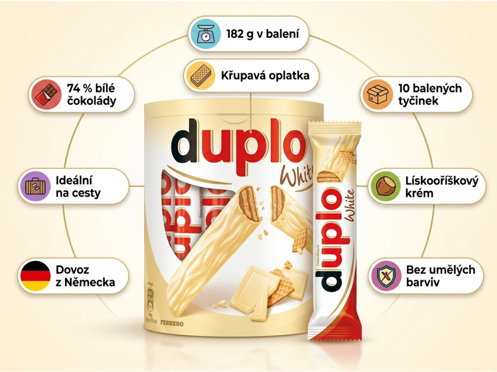 Duplo White 10 ks 182 g - infografika s benefity