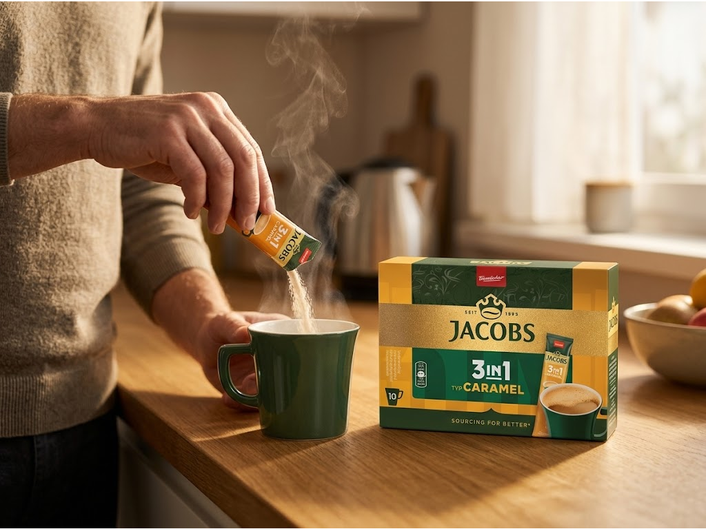 Příprava Jacobs 3v1 karamel v hrnku