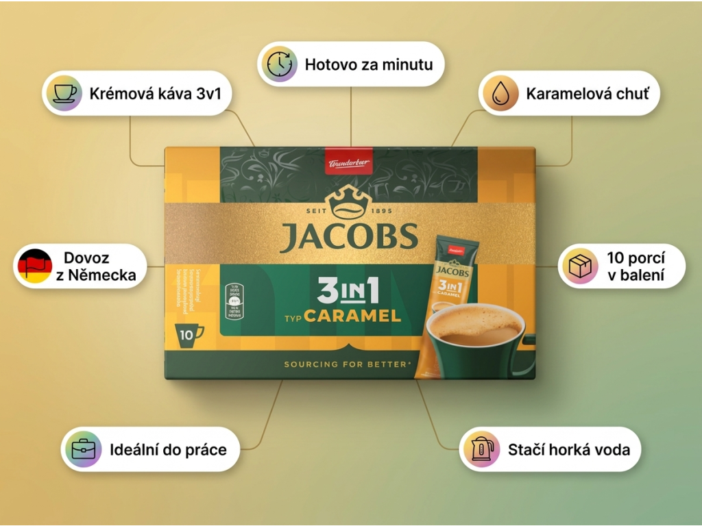 Jacobs 3v1 Caramel - přehled výhod