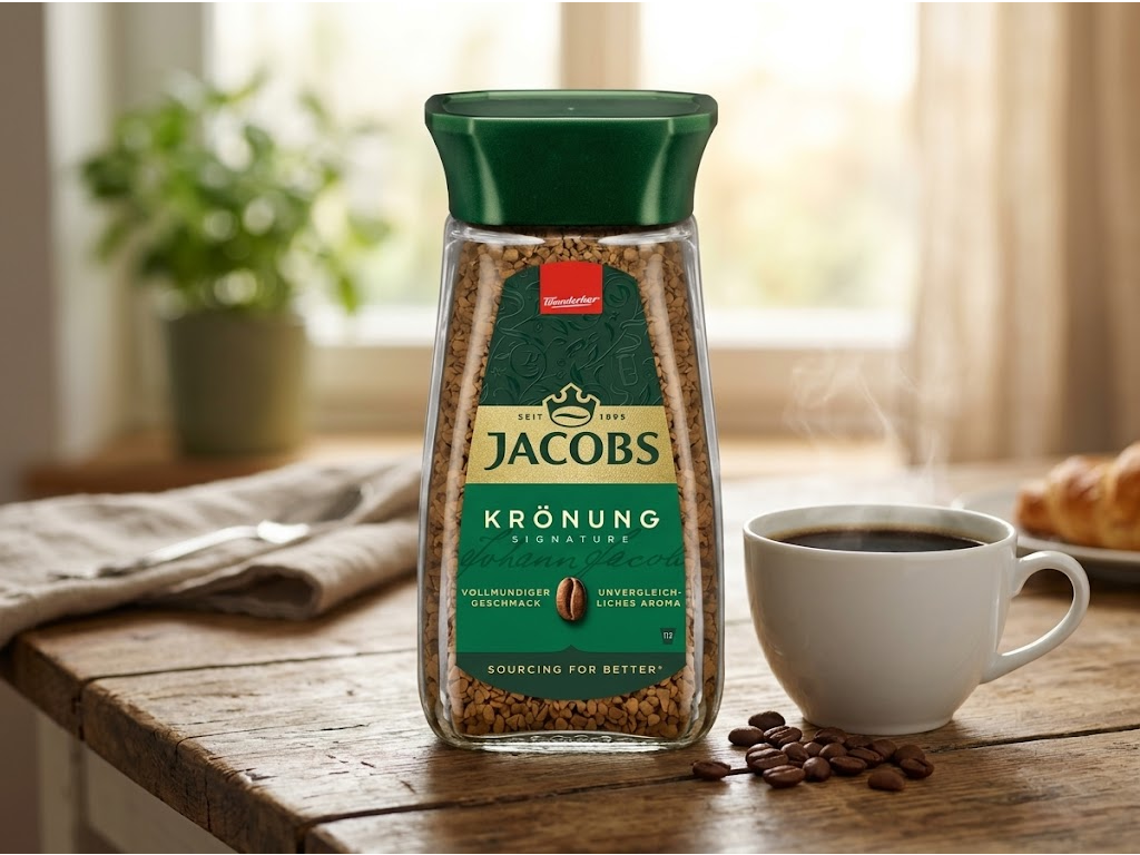 Jacobs Krönung instantní káva 200 g v kuchyni