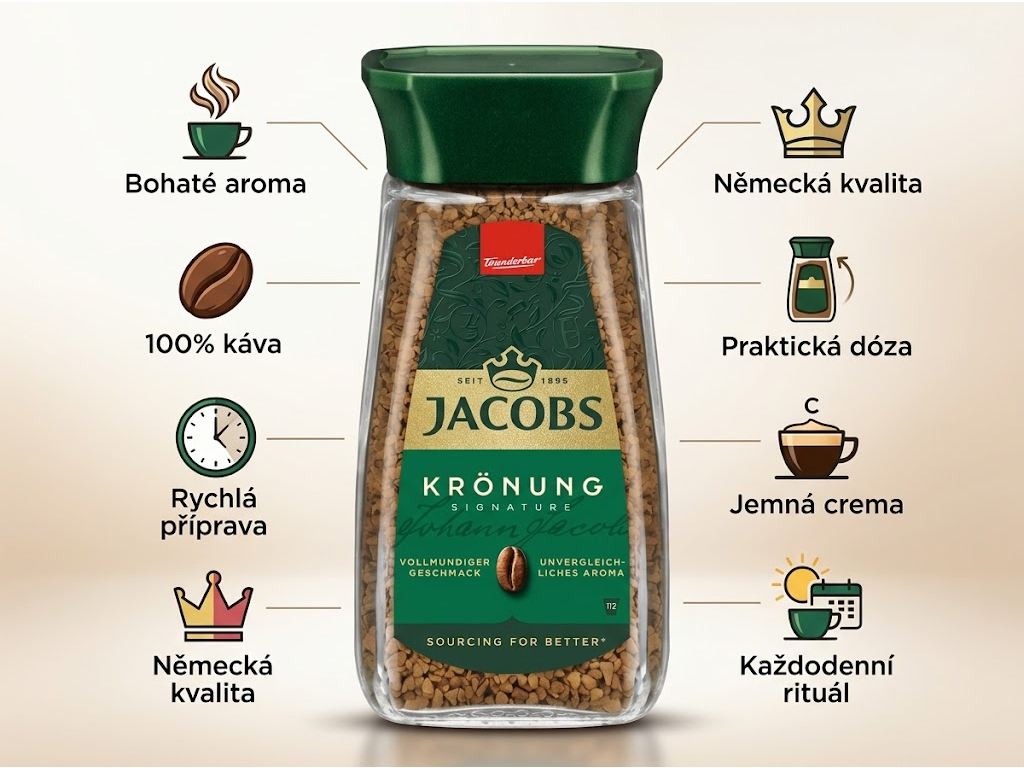 Jacobs Krönung instantní káva 200 g - infografika