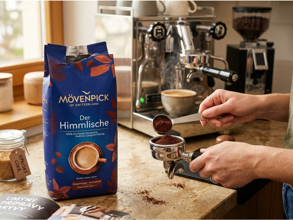 Mövenpick Der Himmlische mletá káva 500 g při přípravě kávy