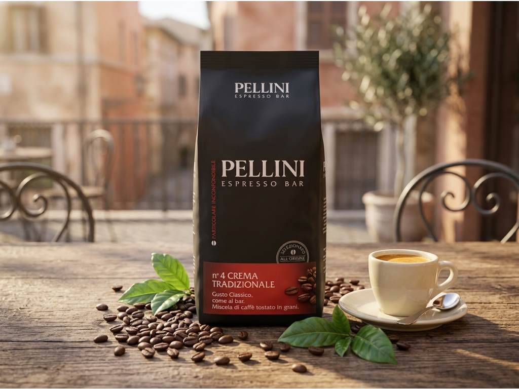Pellini Crema Tradizionale zrnková káva v kávovém prostředí