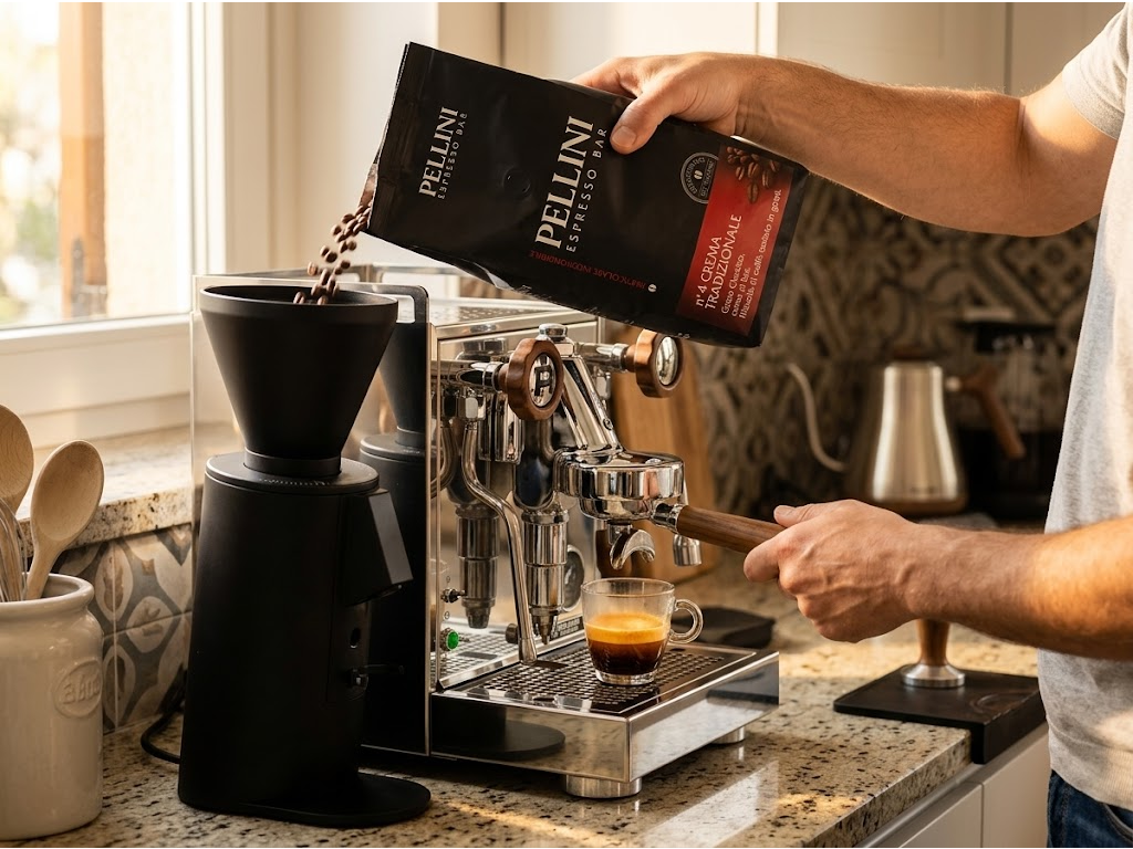Příprava espressa s Pellini Crema Tradizionale