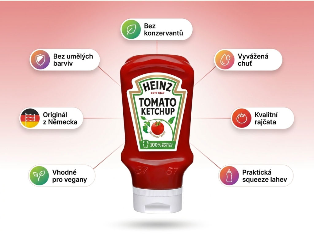 Heinz tomatový kečup 800 ml - přehled výhod