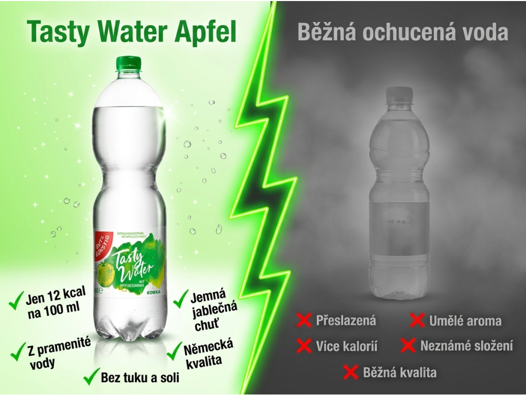 G&G Tasty Water Apfel 1,5 l - srovnání s běžnou ochucenou vodou
