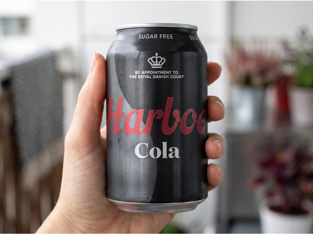 Harboe Cola 0% cukru 330 ml v ruce
