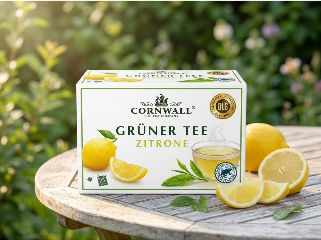 Cornwall zelený čaj s citronovým aroma v přírodním prostředí