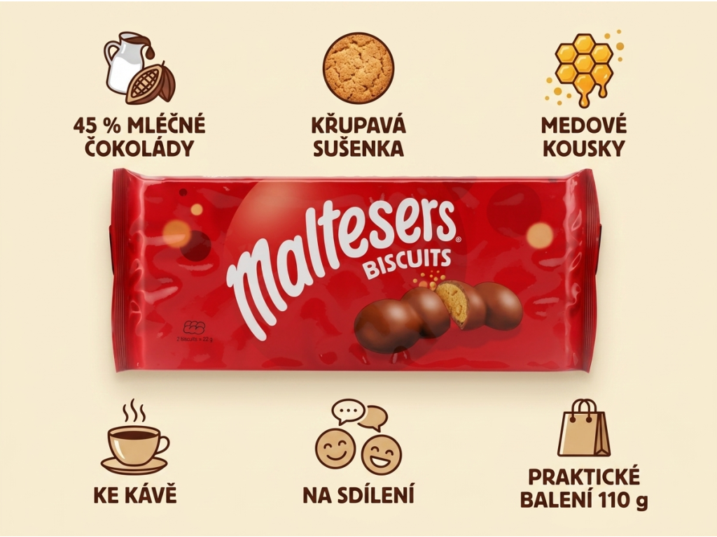 Maltesers Biscuits 110 g - infografika výhod