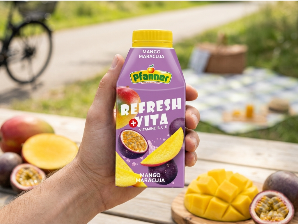 Pfanner Refresh Vita Mango a Marakuja - v ruce