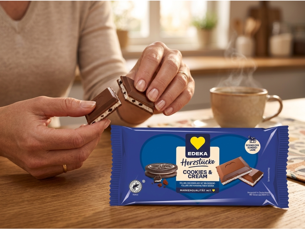 EDEKA Herzstücke Cookies & Cream při konzumaci